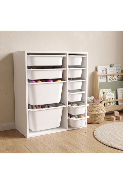 Small Duo 10 Sepetli Oyuncak Dolabı - Beyaz