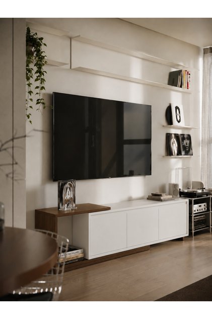 Alba Tv Ünitesi- 180 Cm- Ceviz-Beyaz