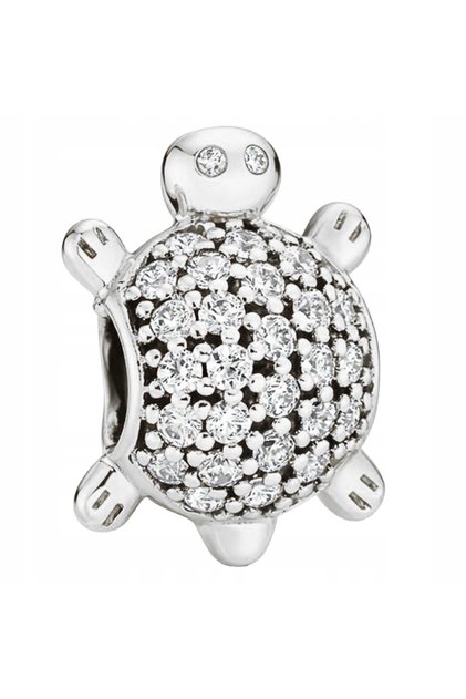 Charm Talisman, Pandantiv Țestoasă Zirconiu, Argintiu, Argint 925