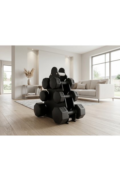 Siyah Renk 6'lı Dambıl Seti 1-2-3 Kg (TÜM DAMBILLAR 2 ADET GÖNDERİLMEKTEDİR ) + 1 ADET Dambıl Standı