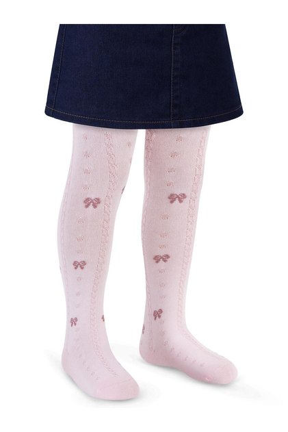Civil Girls' Ribbon Patterned Girls' Pantyhose | School Nursery and Daily Use - Pink