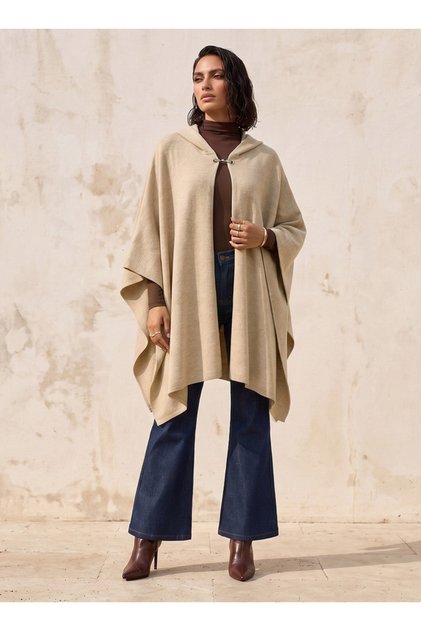 HODDED SOILD PONCHO