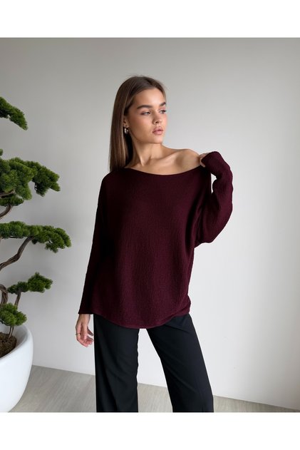 Boat Neck Textured Stylish Blouse