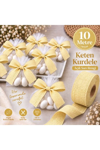 Linen Nopeli Ribbon 2.5 cm 10 Meters, Bohça Dowry Special Day Gift Decoration Ribbon