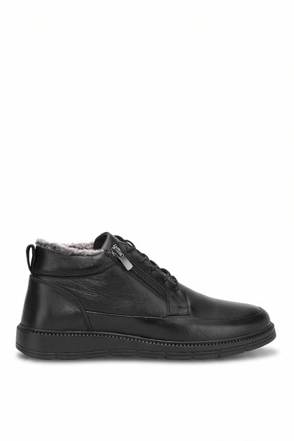 26Ksrr5511 Men's Genuine Leather Flat Boots Black