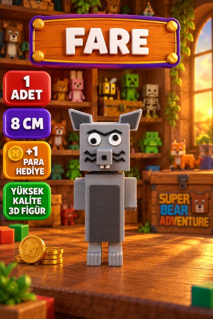 Super Bear Adventure Gri Fare Oyuncak