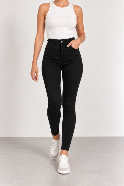 Leila Black Skinny Stretchy Narrow-Leg Lycra Denim Jean Pants