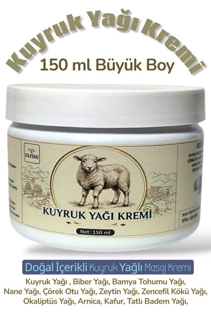 Kuyruk Yağı Kremi 150 ml - Kuyruk Yağı, Biber Yağı, Bamya Tohumu Yağı, Çörek Otu Yağı, Nane Yağı, Kafur, Arnica