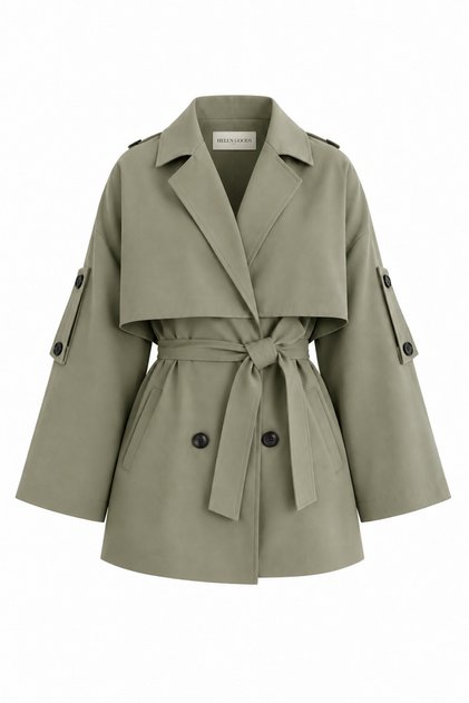 Yeni Sezon Kadın Midi Boy Beli Kuşaklı Oversize Trençkot