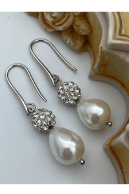 Majorca Pearl and Shambala Earrings - Silver Color -