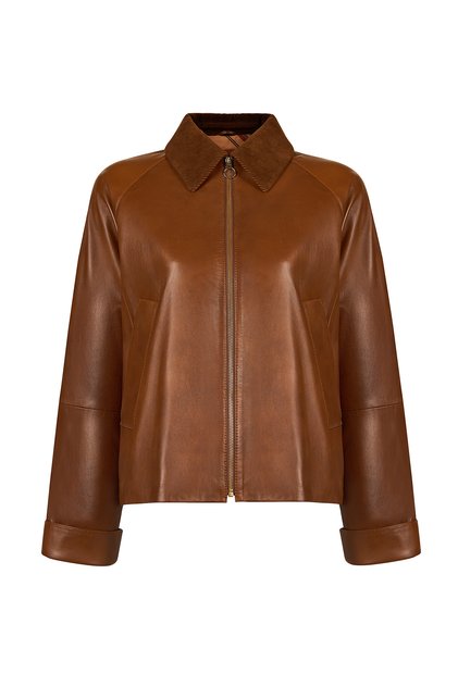 Devon Women's Camel A-From Leather Jacket 26Wge570447