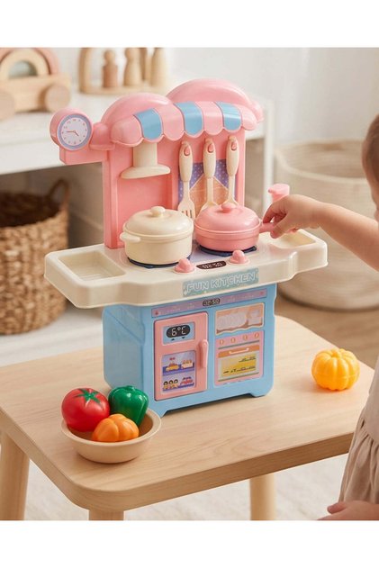 Kids Pink and Blue Mini Kitchen Play Set