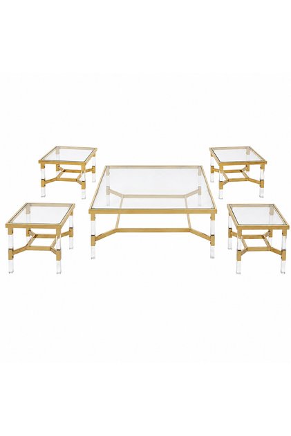 Steel and Acrylic Square Floor Tea Set 1+4 Gold