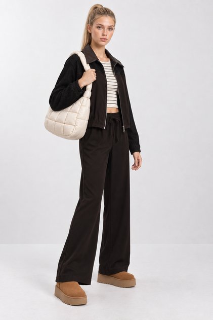Contrast Color Modal Top and Bottom Set Lby0079 Black
