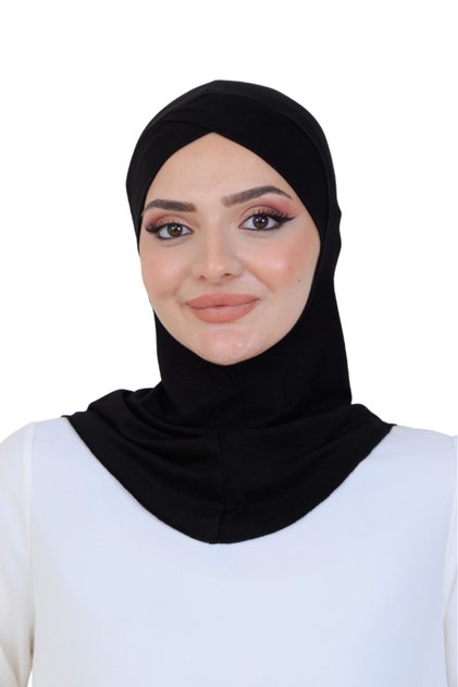 Cross Front Design Women's Sport Ready Turban Stretchy One Piece Headscarf Black