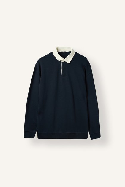 Boxy Fit Polo Collar Sweatshirt E6523Ax26Au