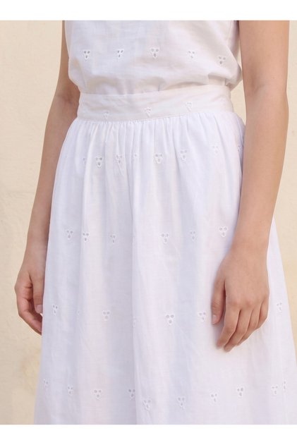 Youth Maxi Cotton Embroidered Skirt with Scalloped Hem