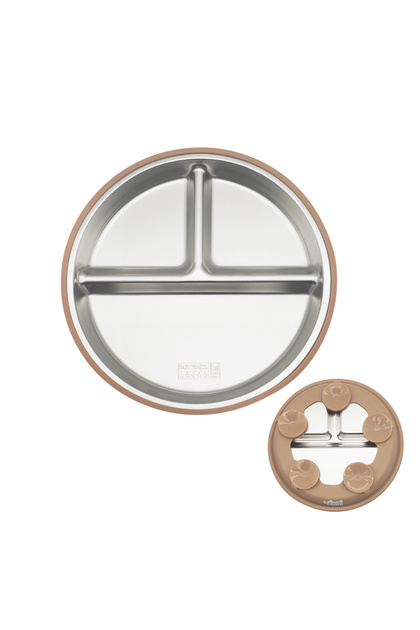 Stainless Steel plate with suction for Kids, Brown