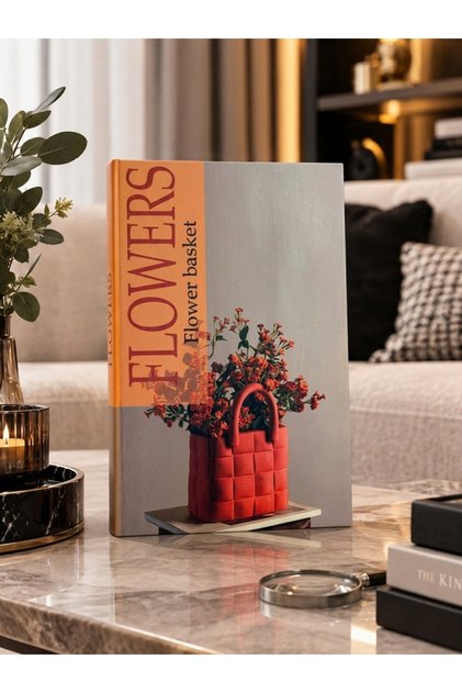 Flowers Flower Basket Visual Decorative Book Box Black Inner Coated Storage Box (34X23X4 cm)