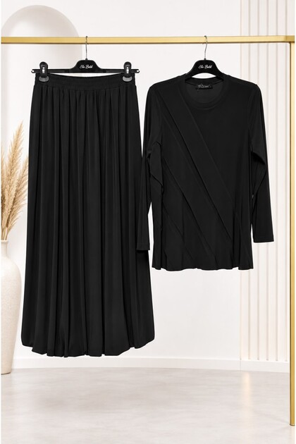 26563 Layered Patterned Tunic Skirt Set