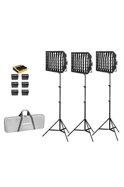 LP600R K3 RGB 3'lü Softboxlı Panel LED Işık Kiti (Bataryalı)