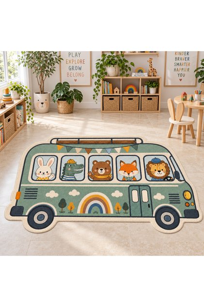 Aura Decorative Children's and Playroom Carpet with Cute Animal Figures and Patterned Woven Base - Auraplus1