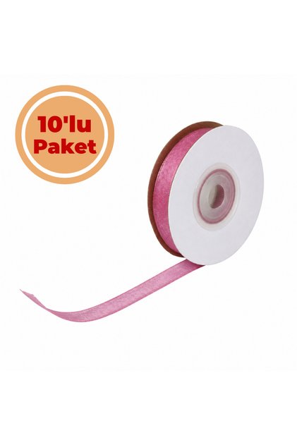 Organza Tulle Ribbon Pink 1 cm 225 Meters Ornament Decoration Bride Groom Dowry Bundle