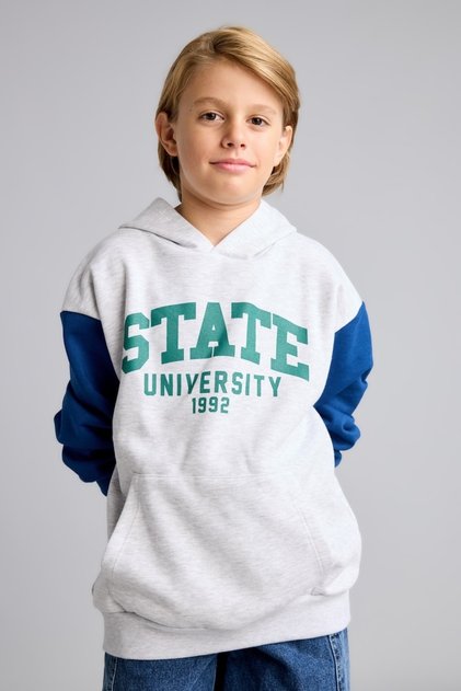 Overshirt Fit Hooded Soft Fleece Thick Sweatshirt for Boys I3178A826Wn