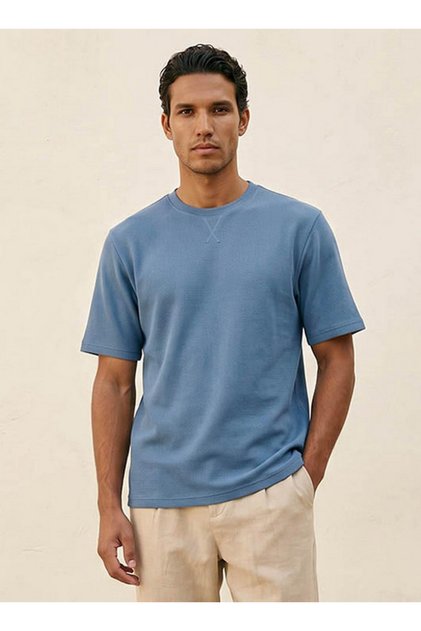 Basics Regular Fit Crew Neck Textured T-shirt