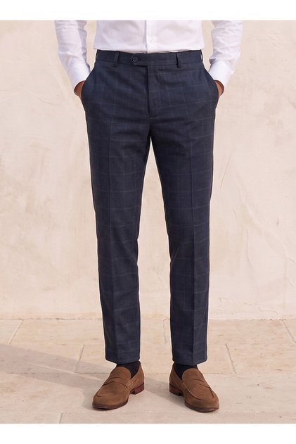 Checked Slim Fit Formal Trousers
