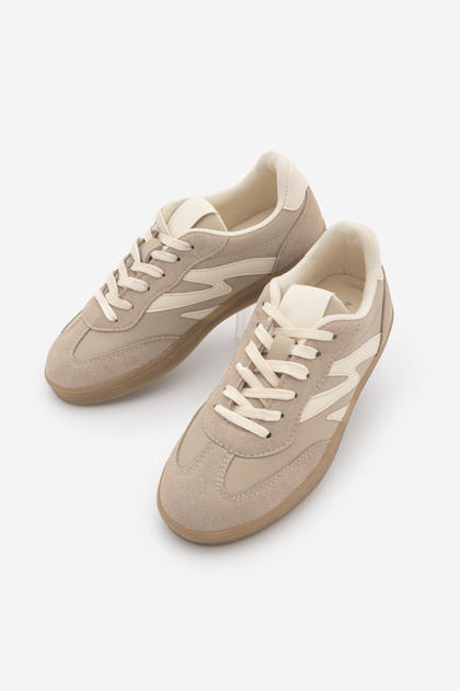Women's Sneaker Lace-Up Suede Sports Shoes Starse Beige