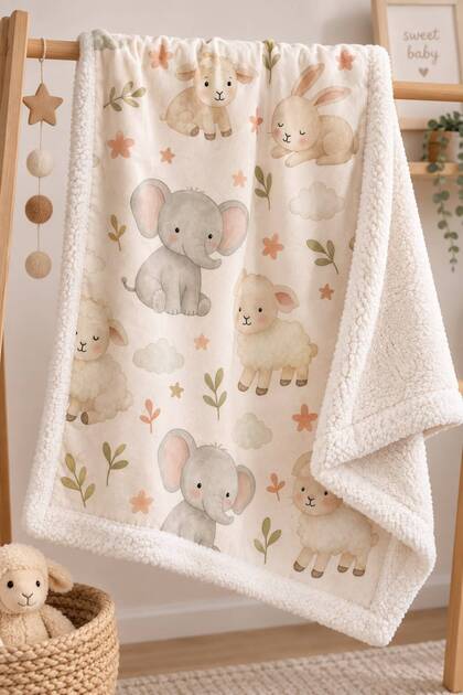 Fluffy Baby Blanket, Puffy Baby Blanket, Double-Sided Sheep Hair Blanket, Swaddle 80*90 cm