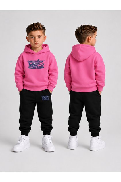 Tracksuit Set Hooded Sweatshirt Bottom Top Set Boys 3 Threaded Threaded Winter Set