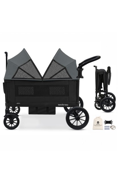 - Advi Wagon Cargo Push & Pull Foldable Double Stroller - Grey Black