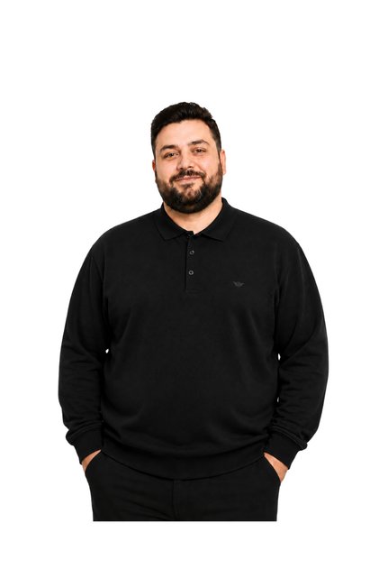 Men's Large Size Black Thessaloniki Polo Collar Sweatshirt 3Xl-4Xl-5Xl-6Xl-7Xl-8Xl