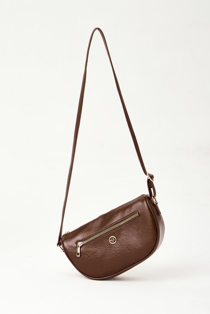 Marakes Women's Burgundy Shoulder Bag with Zipper and Long Shoulder Strap