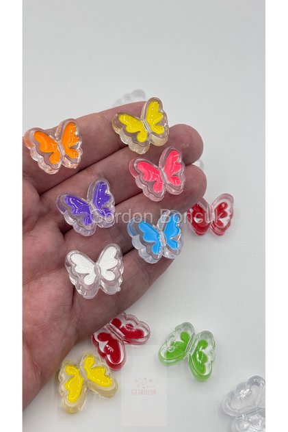Butterfly Beads Mix Transparent 20Pcs Plastic Jewelry Beads