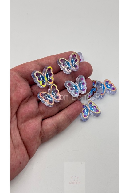 Butterfly Beads Blue Transparent Plastic Jewelry Beads 20Pcs