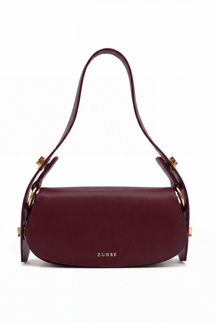 Baguette Claret Red Bag with Buckle Closure 0068