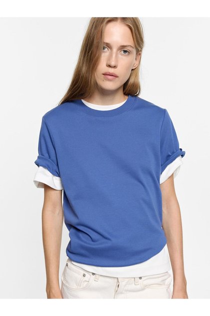 Kadın Düz Pamuklu T-Shirt