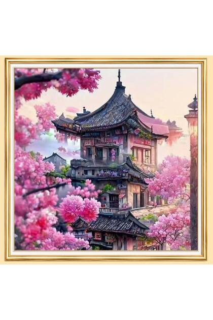 5D Diamond Bead Bonding Stone Processing Mosaic Tapestry "Sakura Dream" 30X30 cm
