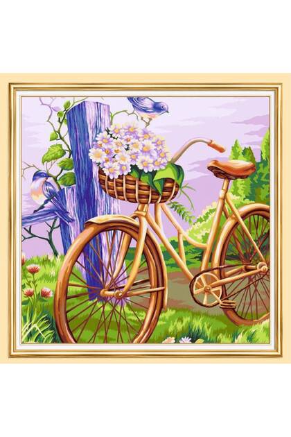 5D Diamond Bead Bonding Stone Processing Mosaic Tapestry "Nostalgia Bicycle" 30X30 cm