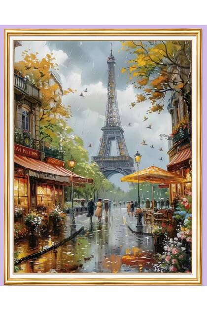 5D Diamond Bead Bonding Stone Processing Mosaic Tapestry "Paris" 50X40 cm