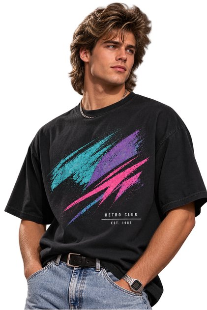 Unisex Oversize 80S T-Shirt Short Sleeve Crew Neck Cotton Combed T-Shirt Colorful Printed Oversize Summer T-Shirt