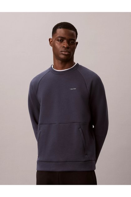 Men's Blue Sweatshirt with Brand Logo, Suitable for Daily Use