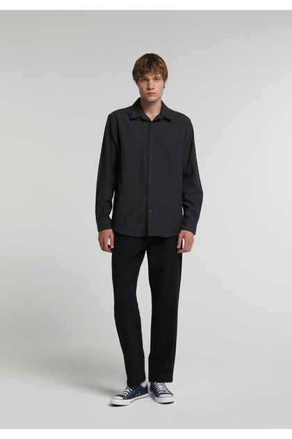 Regular Fit Mid-Waist Straight-Leg Men's Navy Blue Trousers