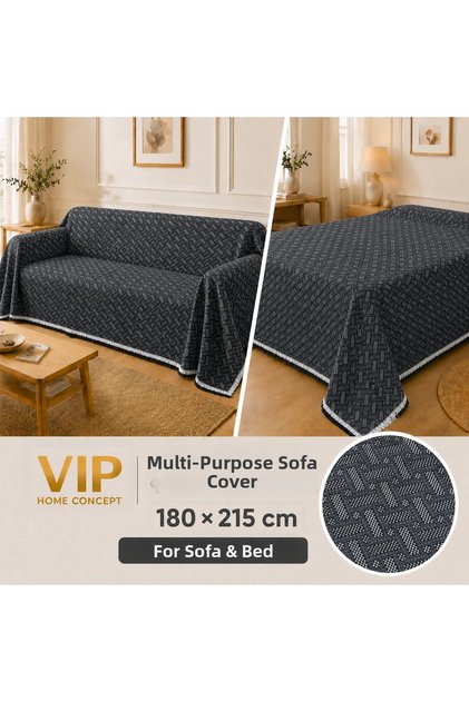 غطاء سرير 180 × 215 سم، غطاء متعدد الاستخدامات منسوج ومزين بالزخارف، غطاء أريكة