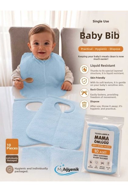 Baby Feeding Bib Disposable 2*10 20 Pieces Blue