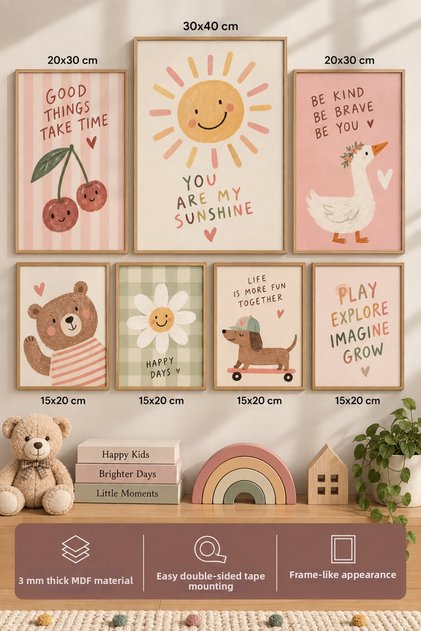 7-Piece Frame-Looking Modern Painting Set | Children's Room Wall Decoration