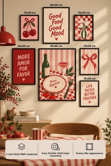 7-Piece Frame-Looking Modern Painting Set | Retro & Pop Art | Living Room, Office, Kitchen and Study Room Wall Decor